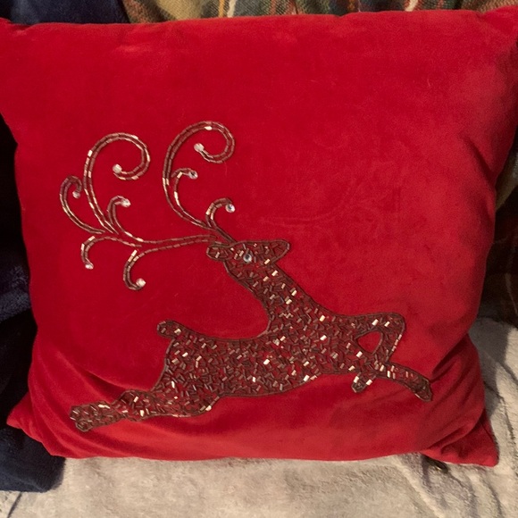 Pier 1 Holiday Pier Red Velvet Reindeer Pillow Poshmark